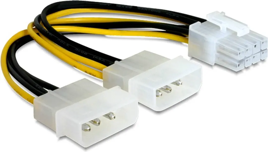 Delock PCIe 8-pins naar 2x Molex 4-pins Adapter
