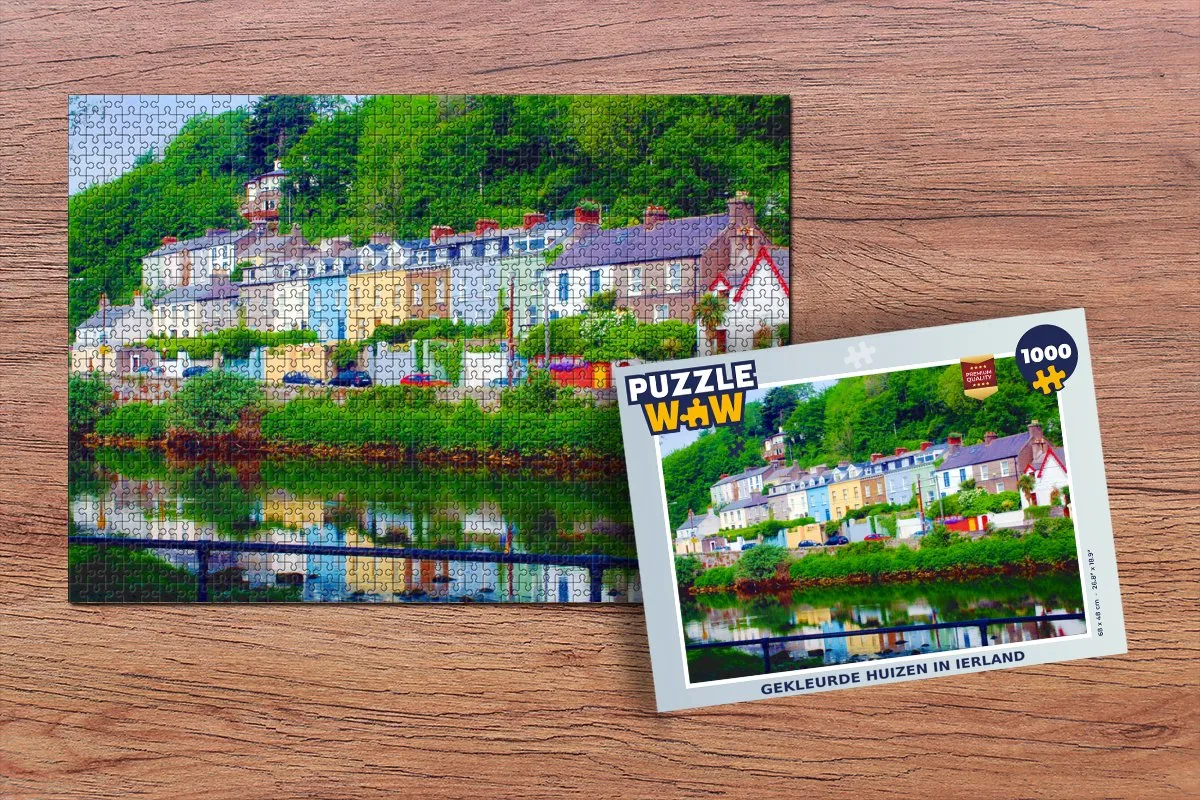 PuzzleWow Legpuzzel Gekleurde Huizen Ierland 1000 Stuks - Multicolor