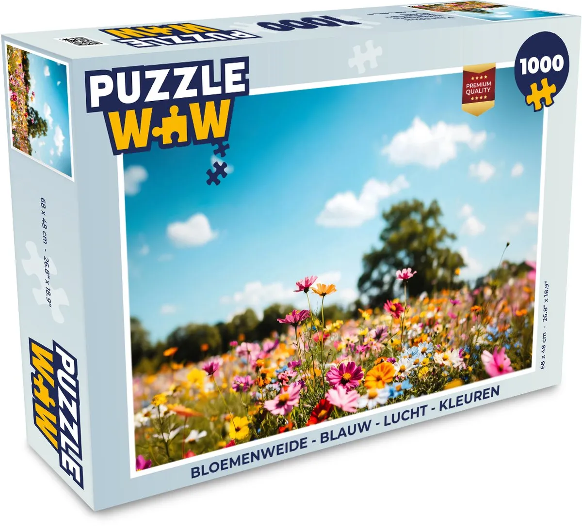 PuzzleWow Bloemenweide Legpuzzel 1000 Stuks - Blauw