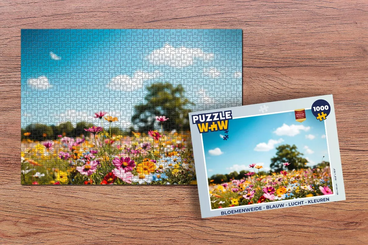 PuzzleWow Bloemenweide Legpuzzel 1000 Stuks - Blauw