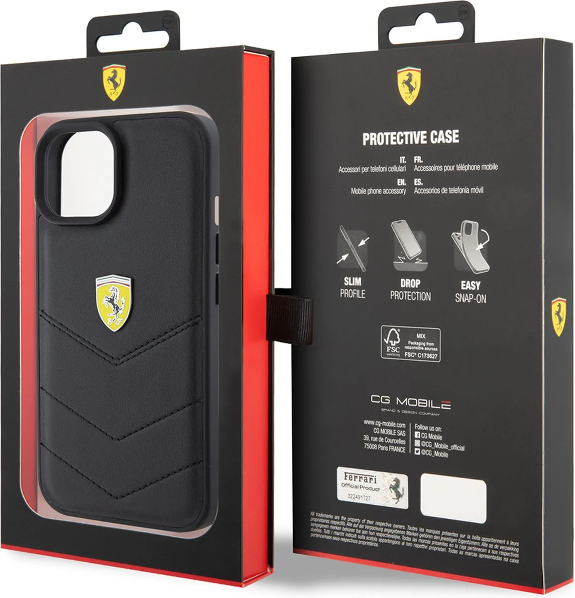 Ferrari iPhone 15 Hoesje - Effen Zwart