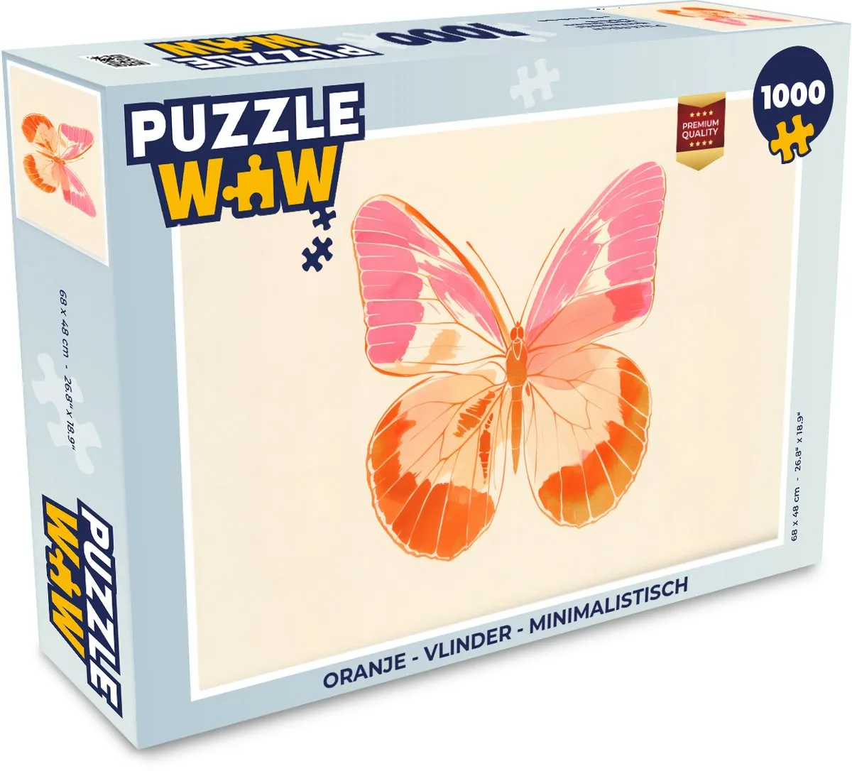 PuzzleWow Vlinder Minimalistisch Legpuzzel 1000 Stuks