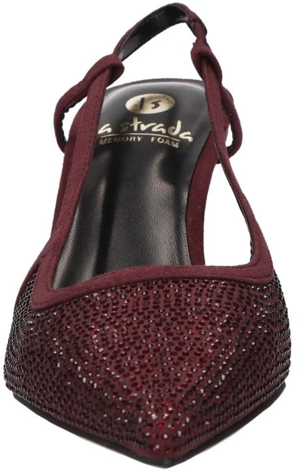 La Strada Slingback Pump Bordeaux Met Steentjes