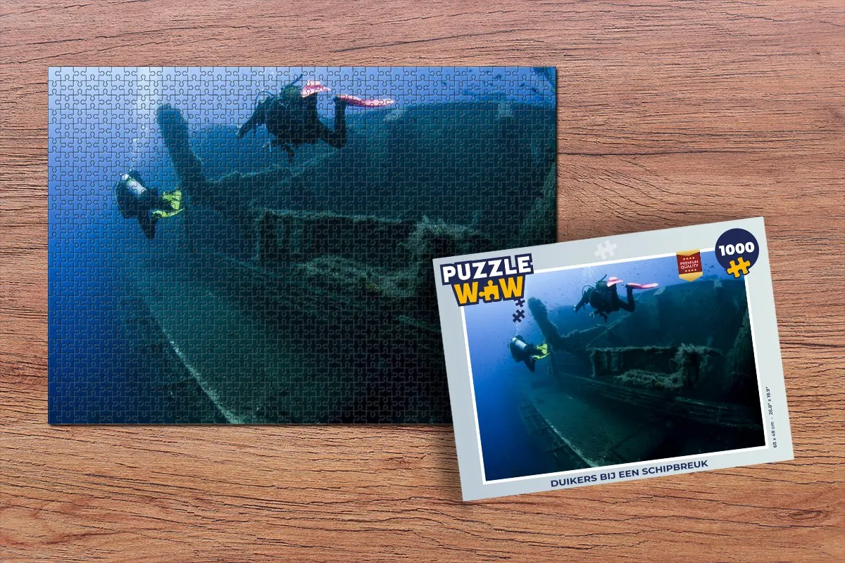 PuzzleWow Legpuzzel 1000 Stuks - Duikers bij een Schipbreuk - Multicolor