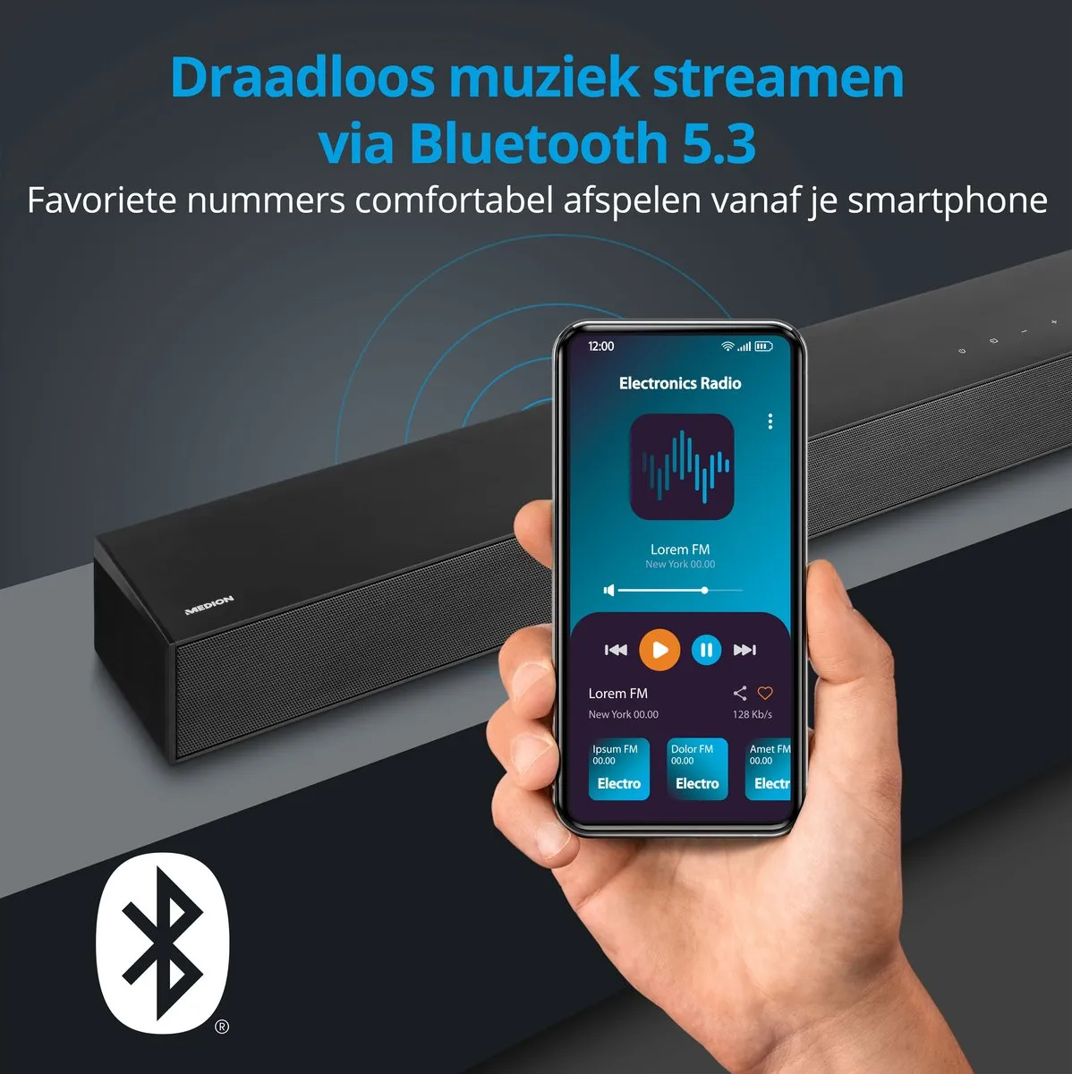 MEDION S61022 3.1 Dolby Atmos Soundbar met draadloze subwoofer (voor tv-apparaten, Bluetooth 5.3, HDMI eARC CEC,