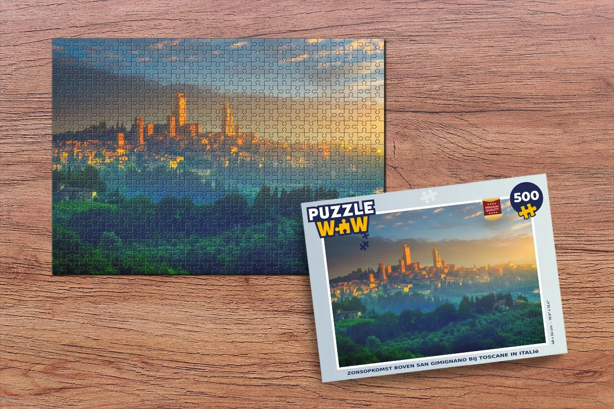 PuzzleWow Legpuzzel Zonsopkomst San Gimignano 500 Stuks