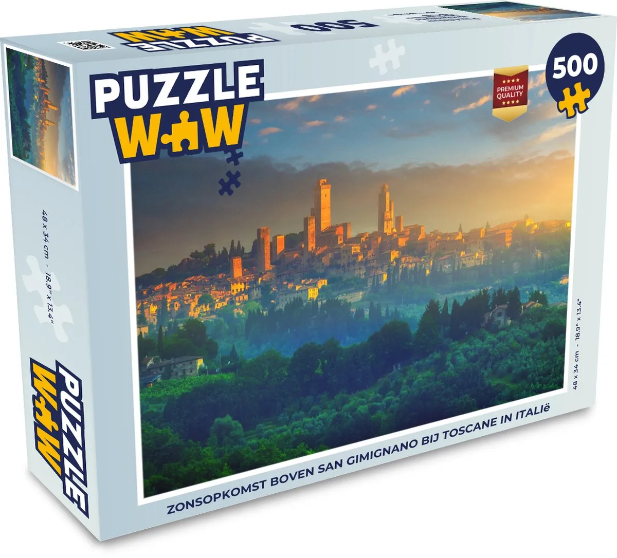 PuzzleWow Legpuzzel Zonsopkomst San Gimignano 500 Stuks - Multicolor