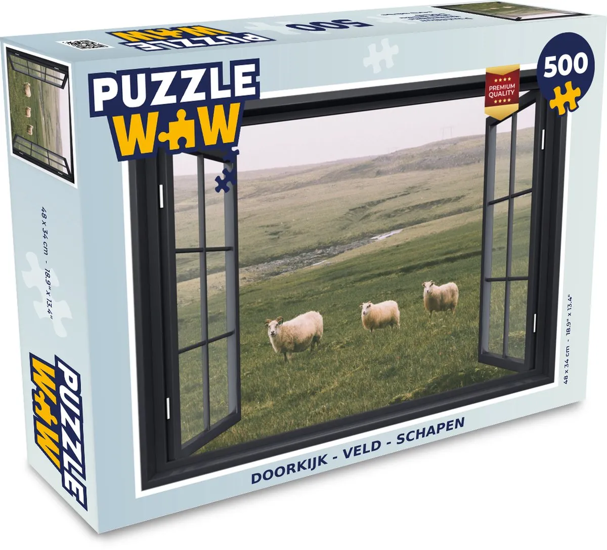 PuzzleWow Doorkijk Gras Schaap Legpuzzel 500 Stuks