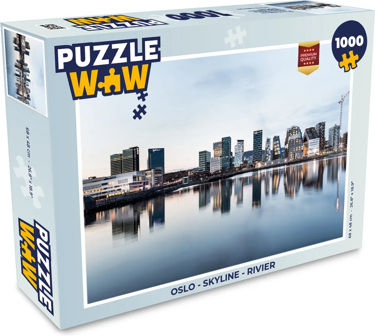 PuzzleWow Oslo Skyline Rivier Legpuzzel 1000 Stuks - Multicolor