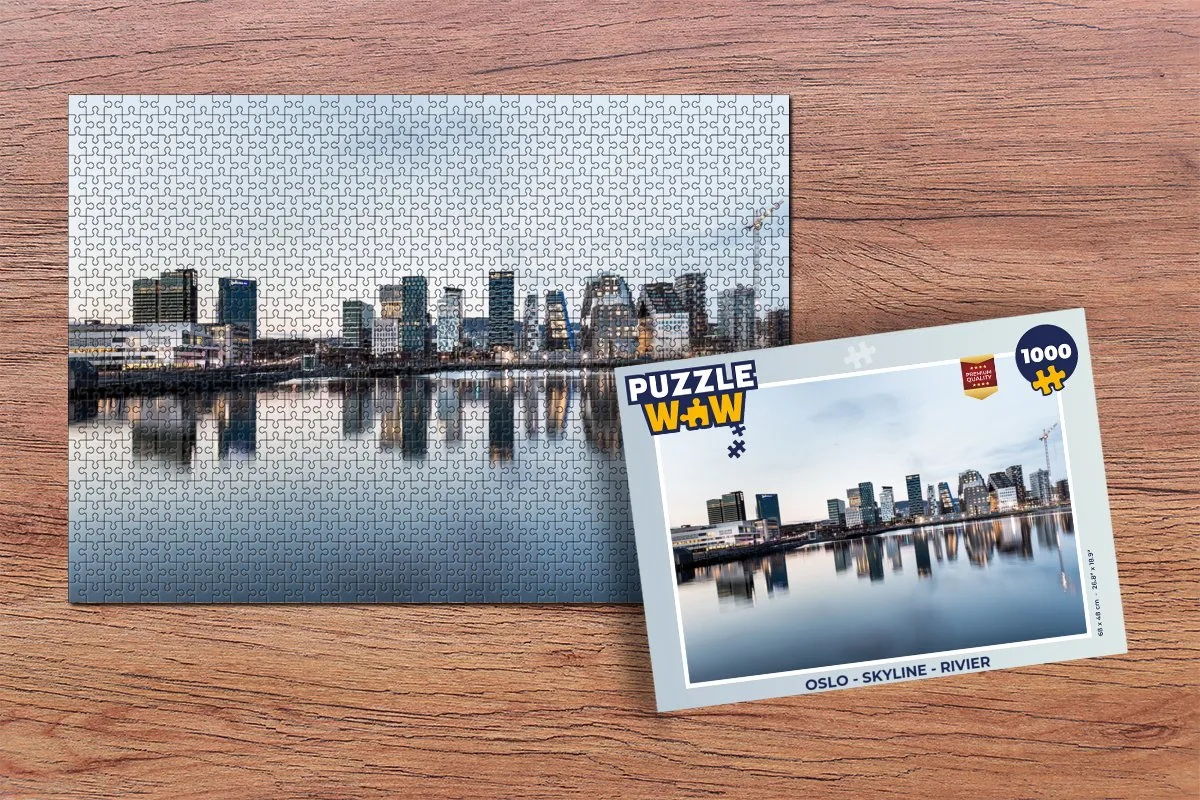 PuzzleWow Oslo Skyline Rivier Legpuzzel 1000 Stuks - Multicolor