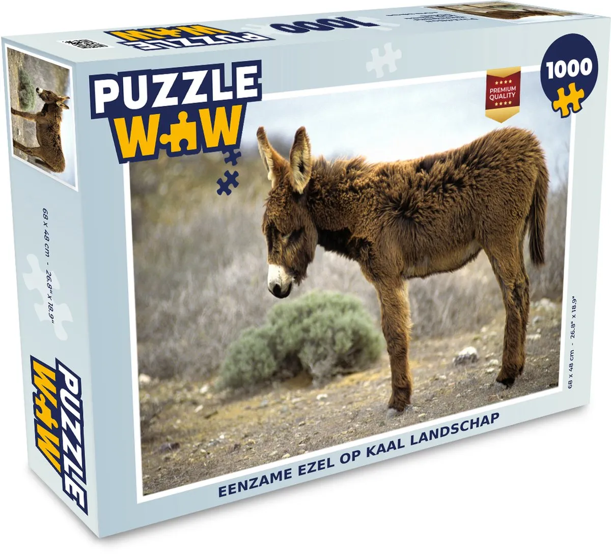 PuzzleWow Legpuzzel Eenzame Ezel 1000 Stuks - Multicolor
