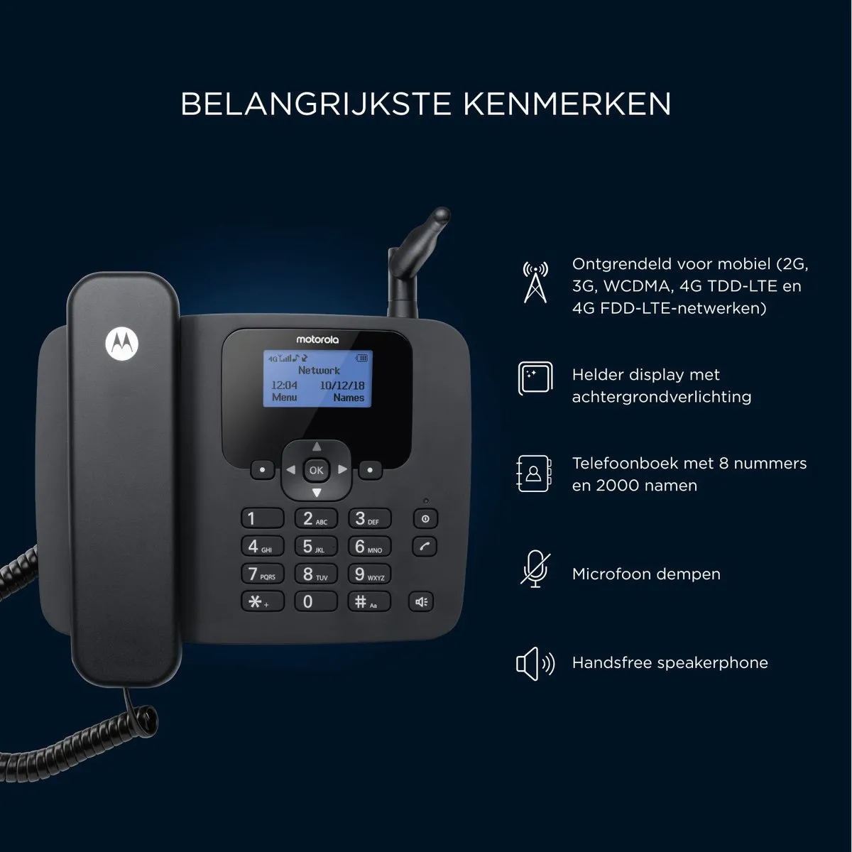 Motorola FW410L Vaste Telefoon - 4G - Zwart