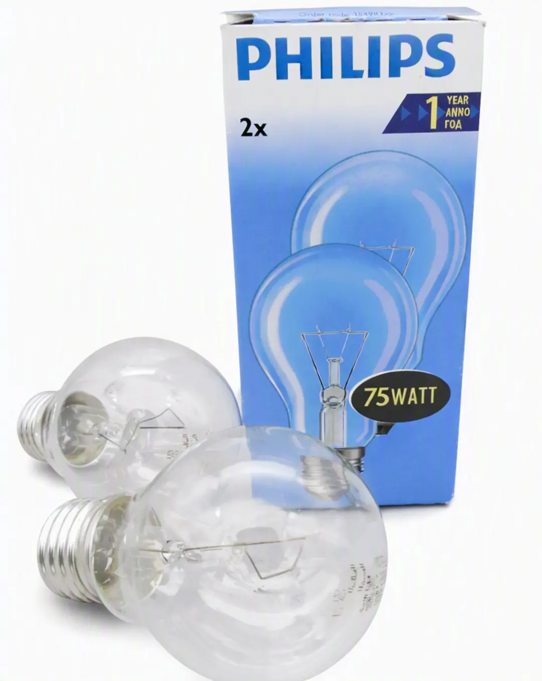 Philips 2 pak Standaard gloeilamp helder 75W E27 grote fitting Dimbaar 55x96mm