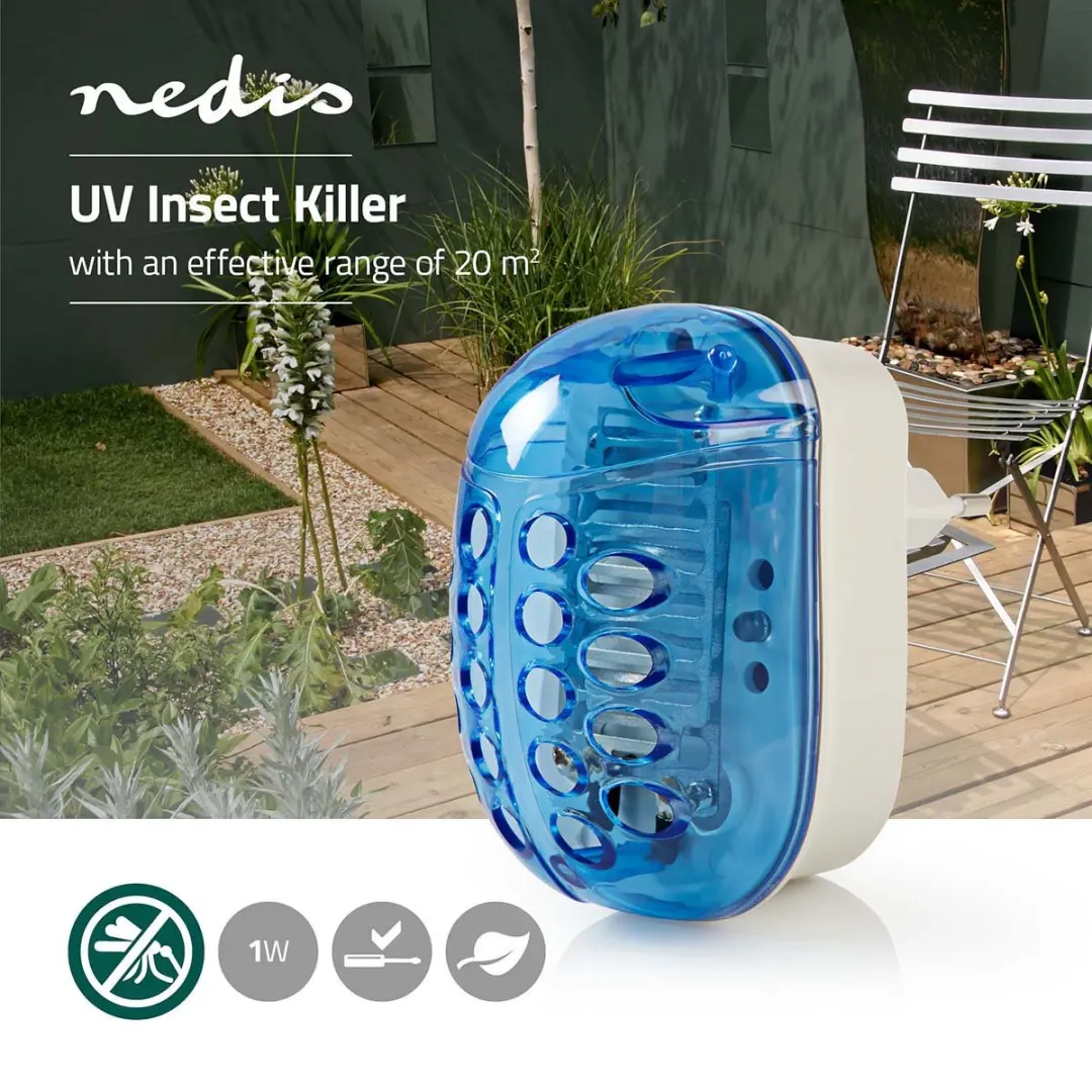 Nedis Elektrische Muggenlamp 1W - Blauw/Wit - afbeelding 3 van 6