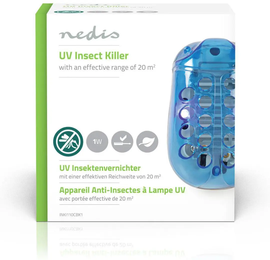 Nedis Elektrische Muggenlamp 1W - Blauw/Wit - afbeelding 6 van 6