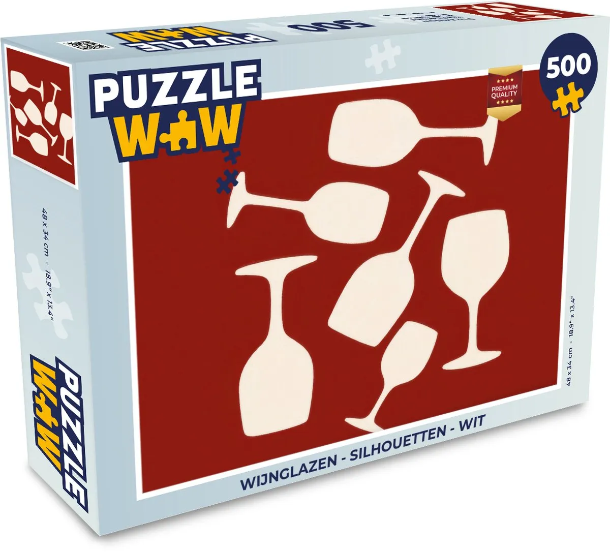 PuzzleWow Wijnglazen Silhouetten Legpuzzel 500 Stuks - Wit
