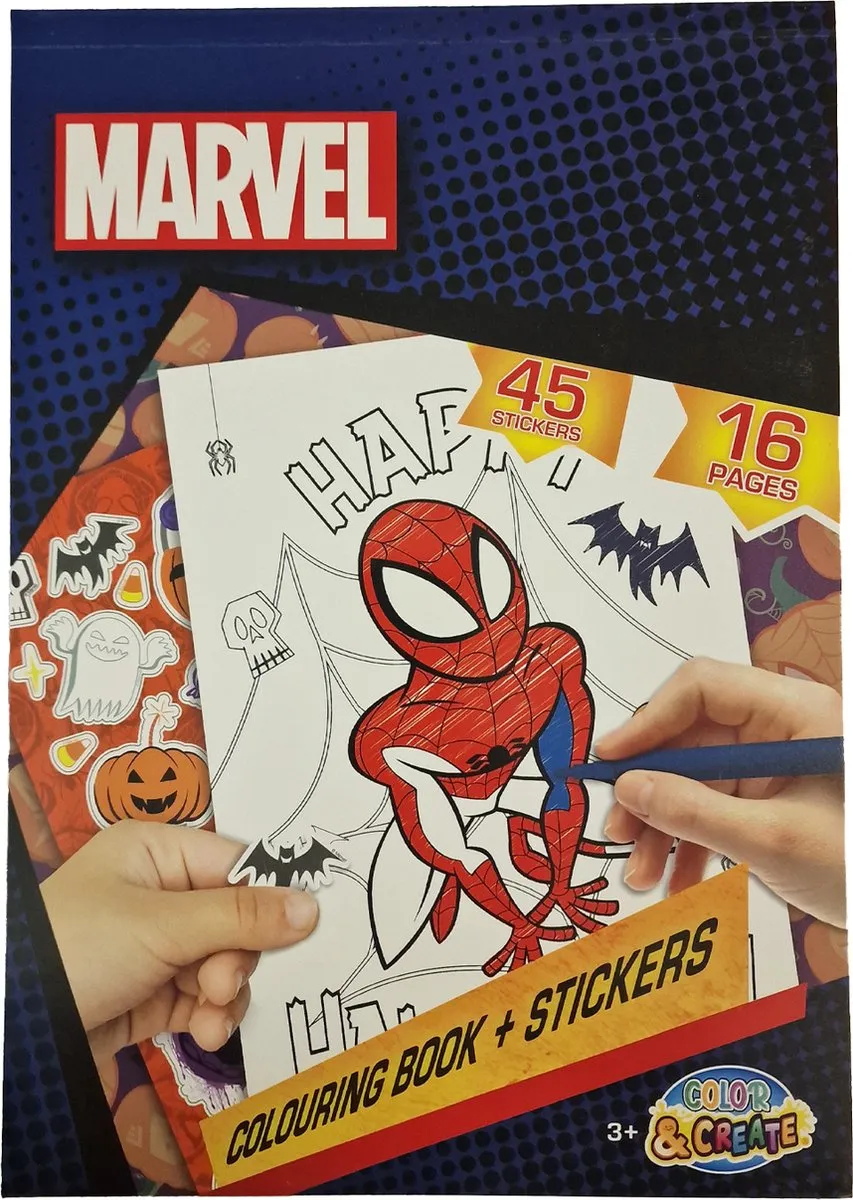 Marvel Happy Halloween Kleurboek Spiderman 16 Pagina's - 45 Stickers