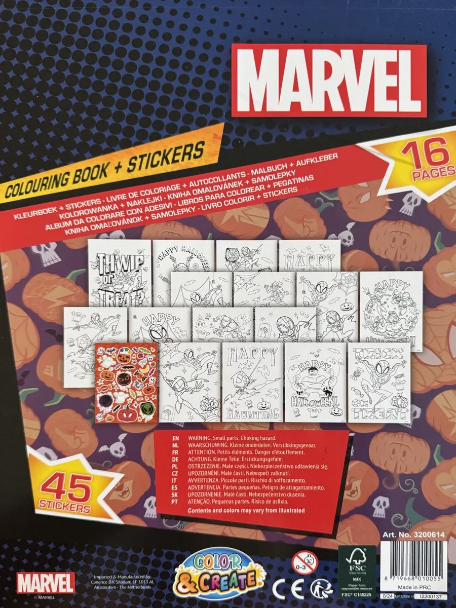 Marvel Happy Halloween Kleurboek Spiderman 16 Pagina's - 45 Stickers - afbeelding 6 van 6