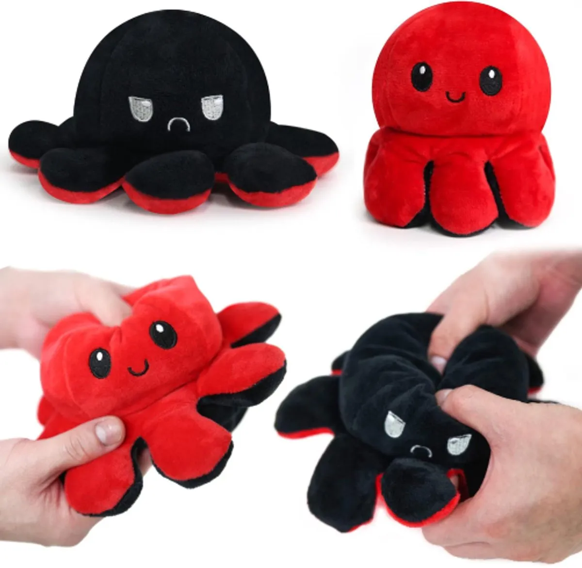 Topknuffels Octopus Mood Pluche Knuffel 15cm - Omkeerbaar Emotie