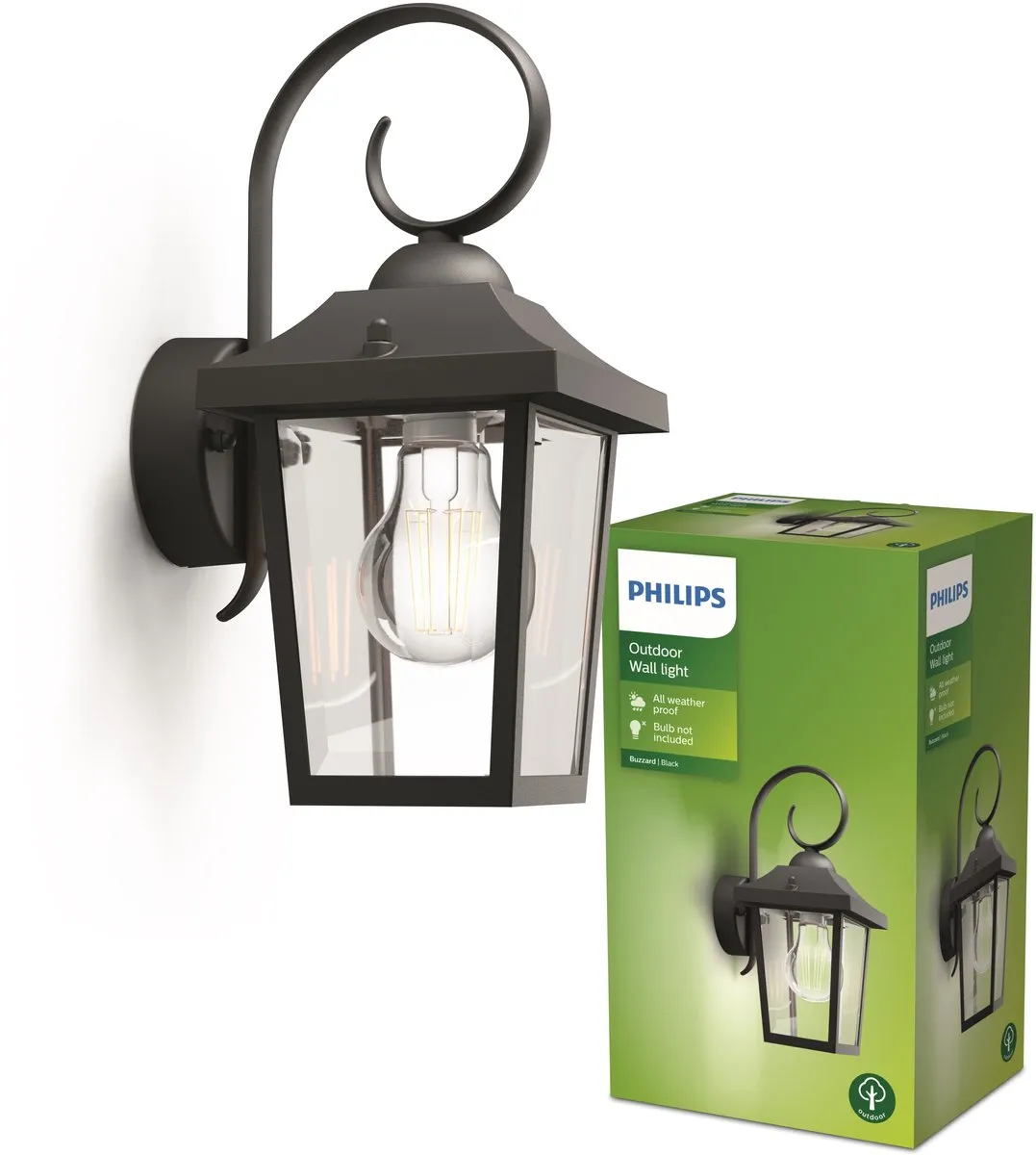 Philips Buzzard Buitenwandlamp - Zwart