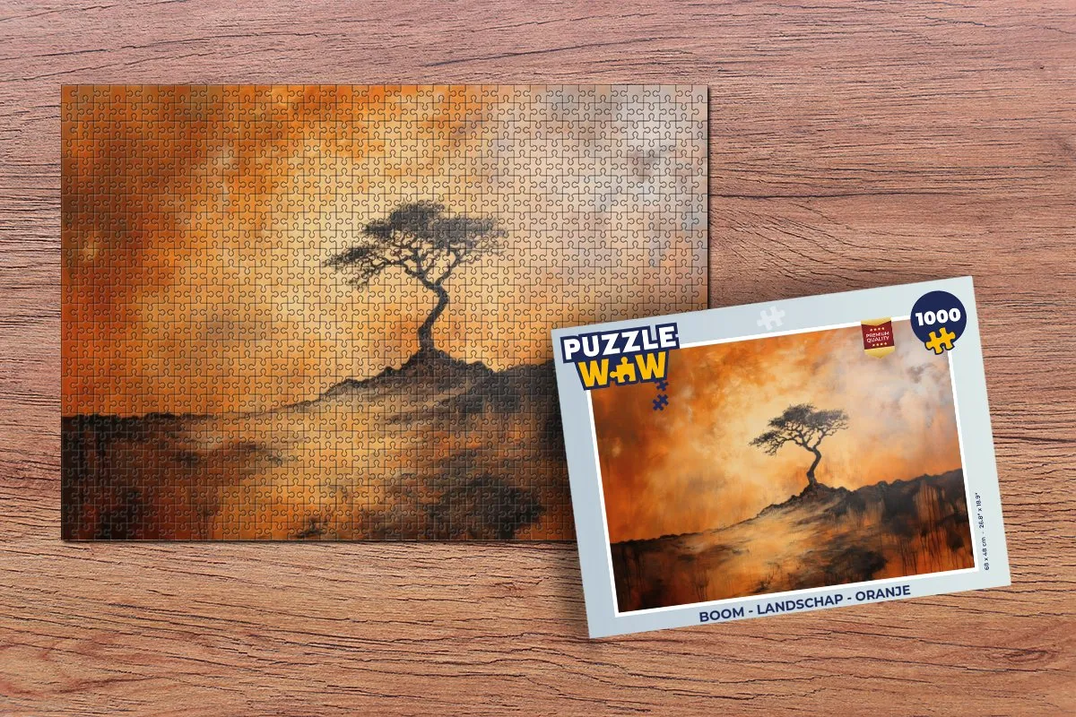 PuzzleWow Boom Landschap Legpuzzel 1000 Stuks - Oranje