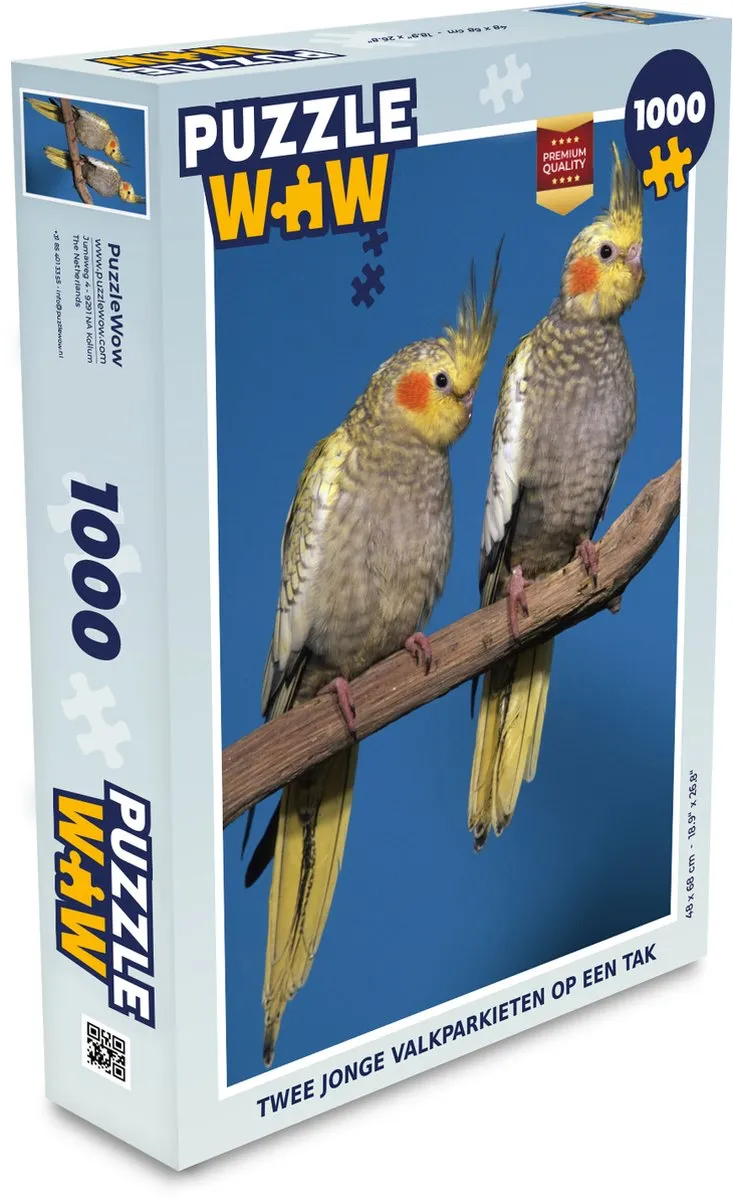 PuzzleWow Legpuzzel Twee jonge valkparkieten - 1000 Stuks - Multicolor