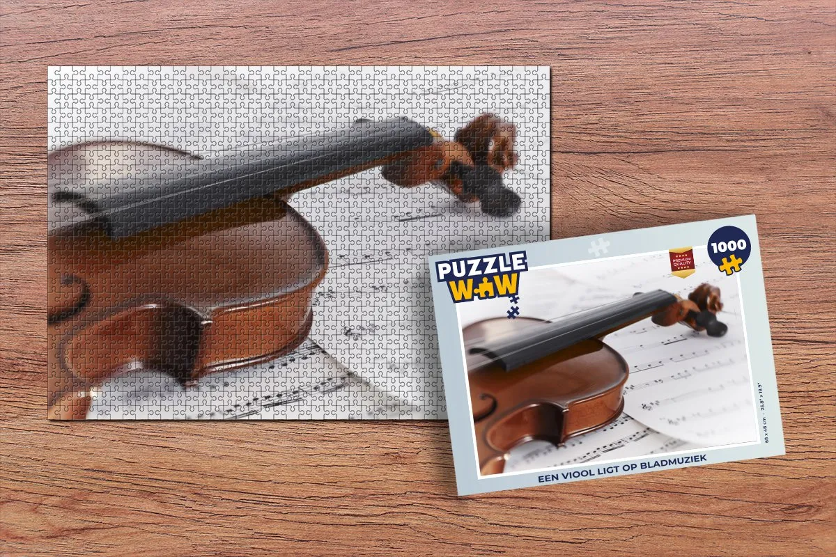 PuzzleWow Viool op bladmuziek Legpuzzel 1000 Stuks - Multicolor