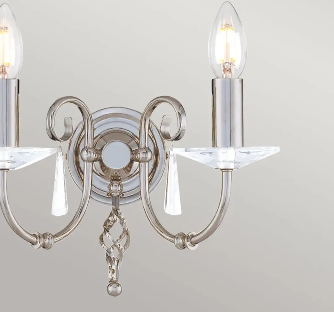 Elstead LED Wandlamp Aegean 2x E14 60W - Polished Nickel - afbeelding 4 van 4