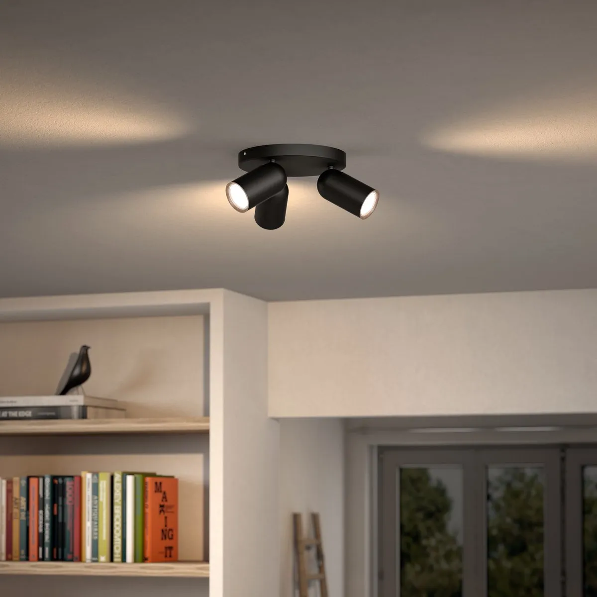 Philips Pongee Opbouwspot 3x GU10 Warmwit - Zwart