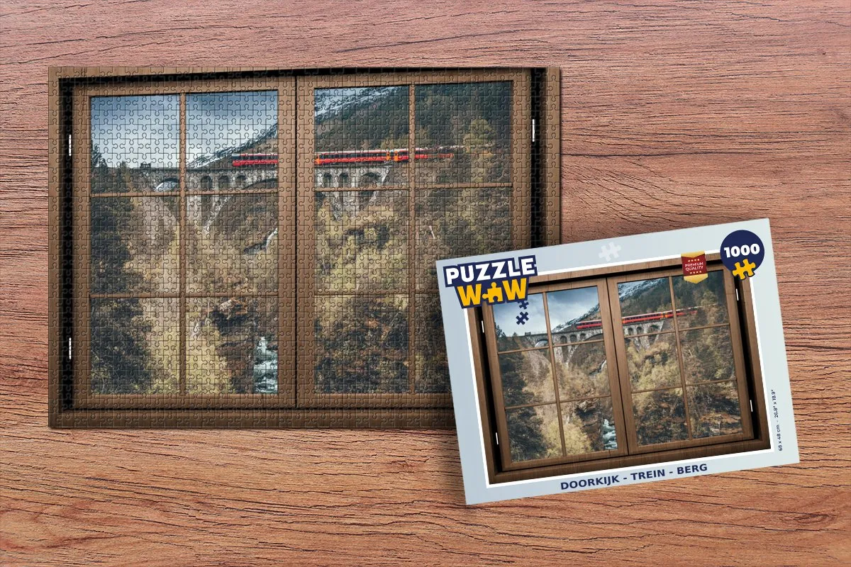 PuzzleWow Doorkijk Trein Berg Legpuzzel 1000 Stuks - Multicolor