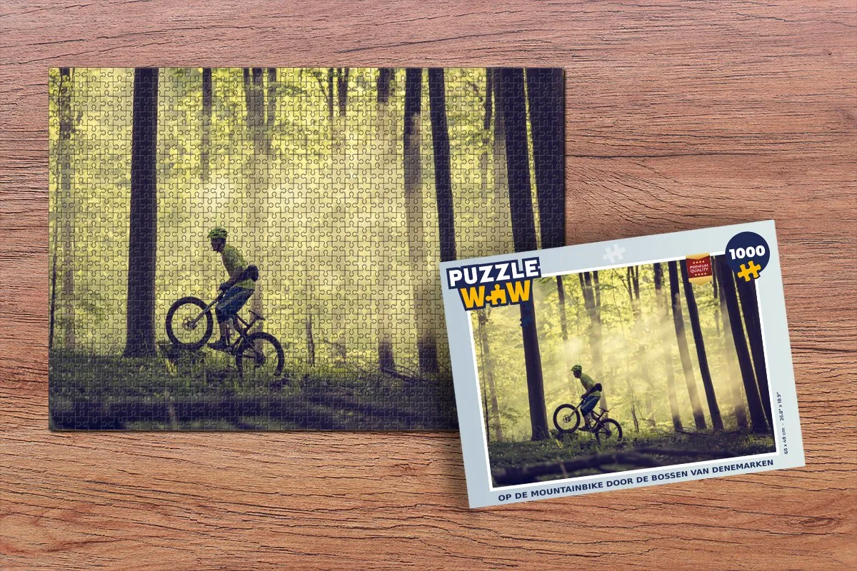 PuzzleWow Legpuzzel 1000 Stuks - Mountainbike door Denemarken - Multicolor