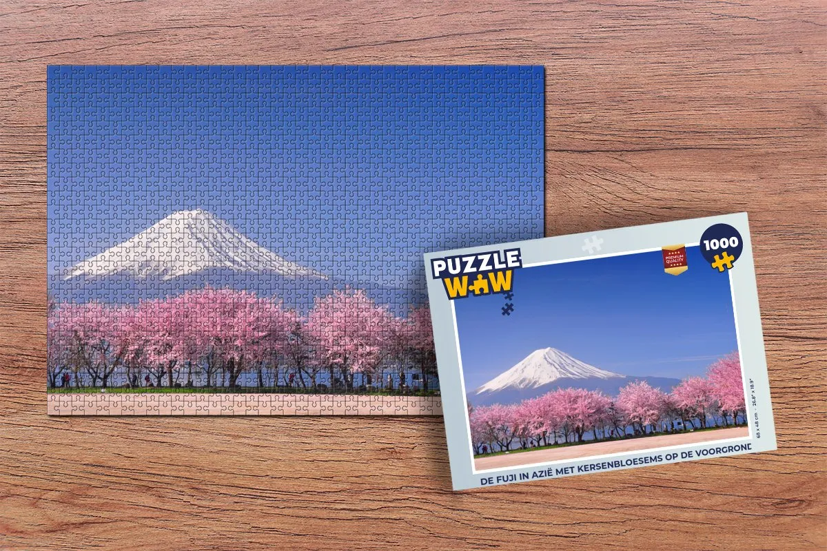 PuzzleWow Fuji met Kersenbloesem Legpuzzel 1000 Stuks - Multicolor