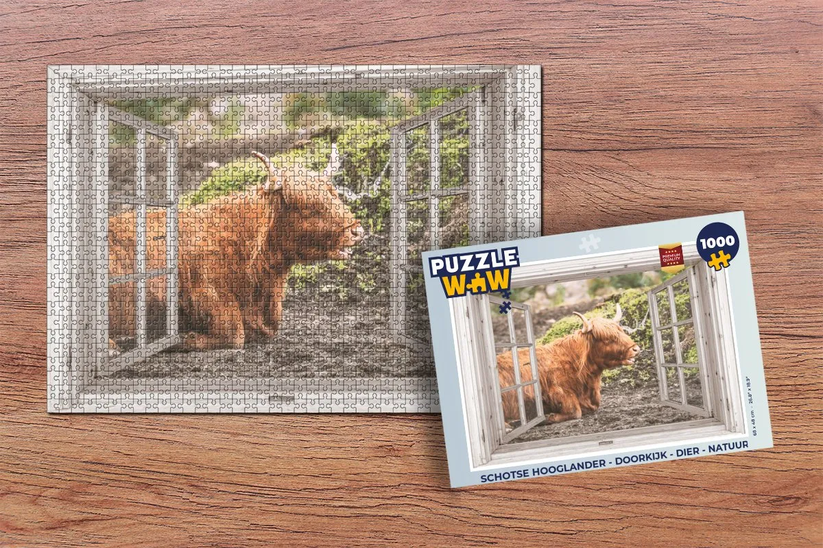 PuzzleWow Schotse Hooglander Legpuzzel 1000 Stuks - Multicolor