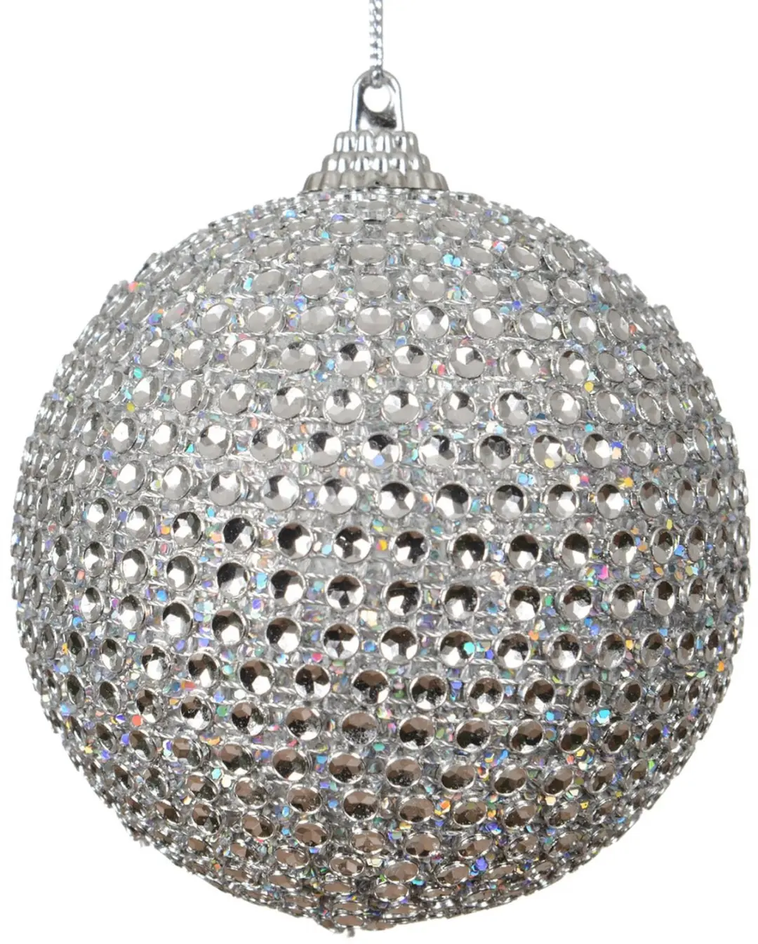Kaemingk kerstbal zilver 8 cm met glittersteentjes schuim