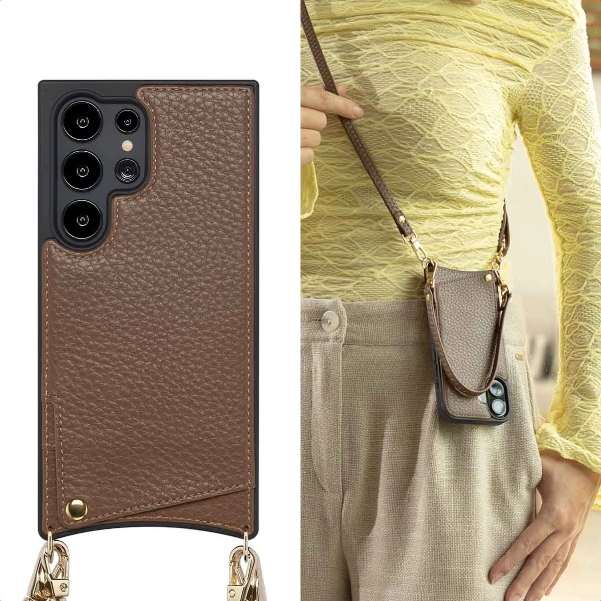 Selencia Hoesje Samsung Galaxy S24 Ultra - Mocha Brown