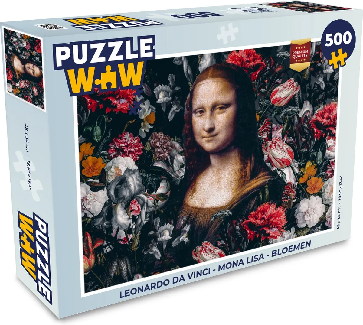 PuzzleWow Leonardo da Vinci Mona Lisa Bloemen Legpuzzel 500 Stuks