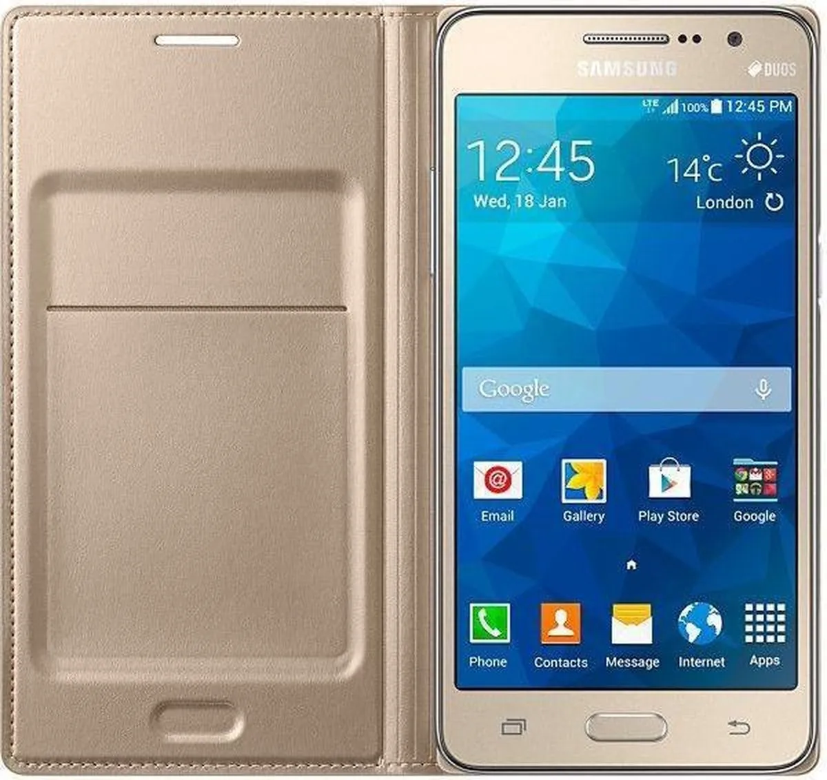 Samsung Grand Prime Flip Wallet - Goud