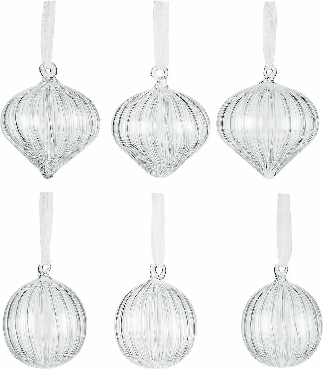 Loberon Kerstbal Set 6 Stuks - 10cm Heldere Bavella - afbeelding 2 van 6