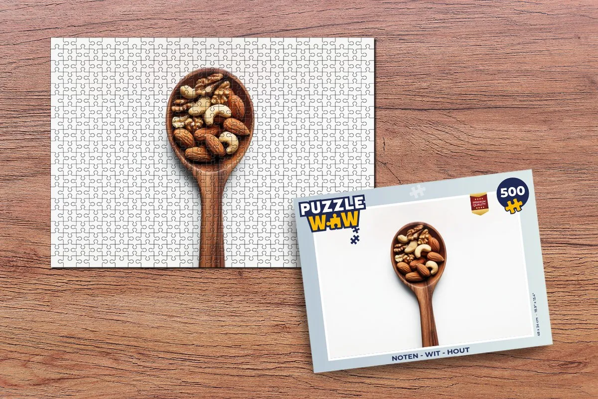 PuzzleWow Noten Legpuzzel 500 Stuks - Wit