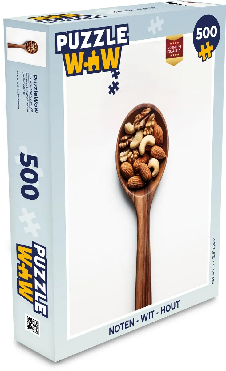 PuzzleWow Noten Legpuzzel 500 Stuks - Wit