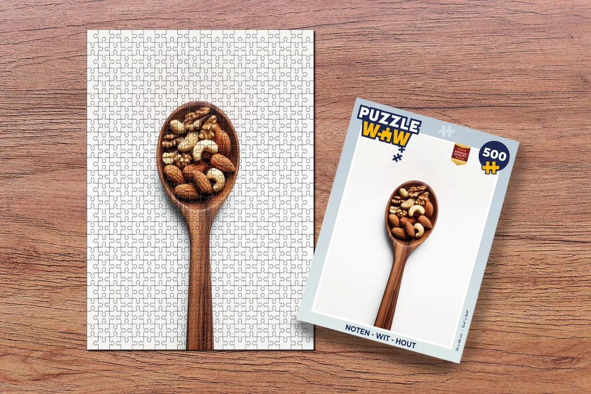 PuzzleWow Noten Legpuzzel 500 Stuks - Wit