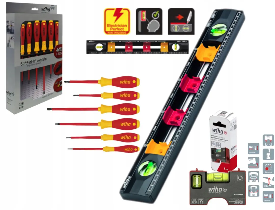 Wiha Gereedschap Set: 6 VDE Schroevendraaiers & 2 Waterpassen