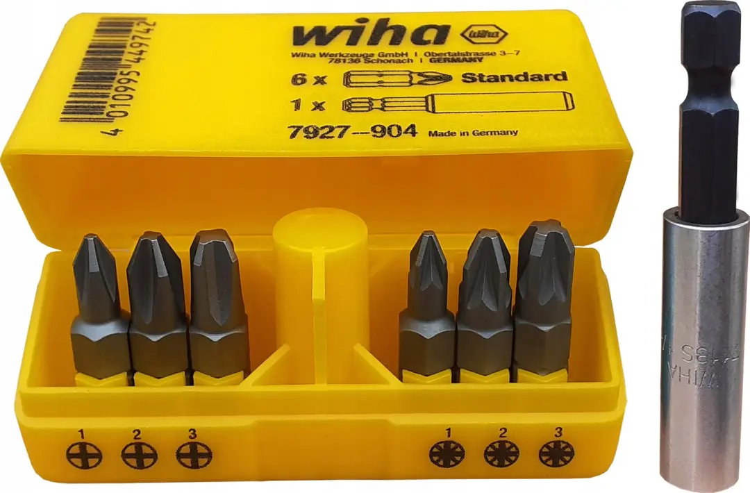 Wiha Bitset 7-delig PH/PZ 25mm 1/4" Tresor Geel