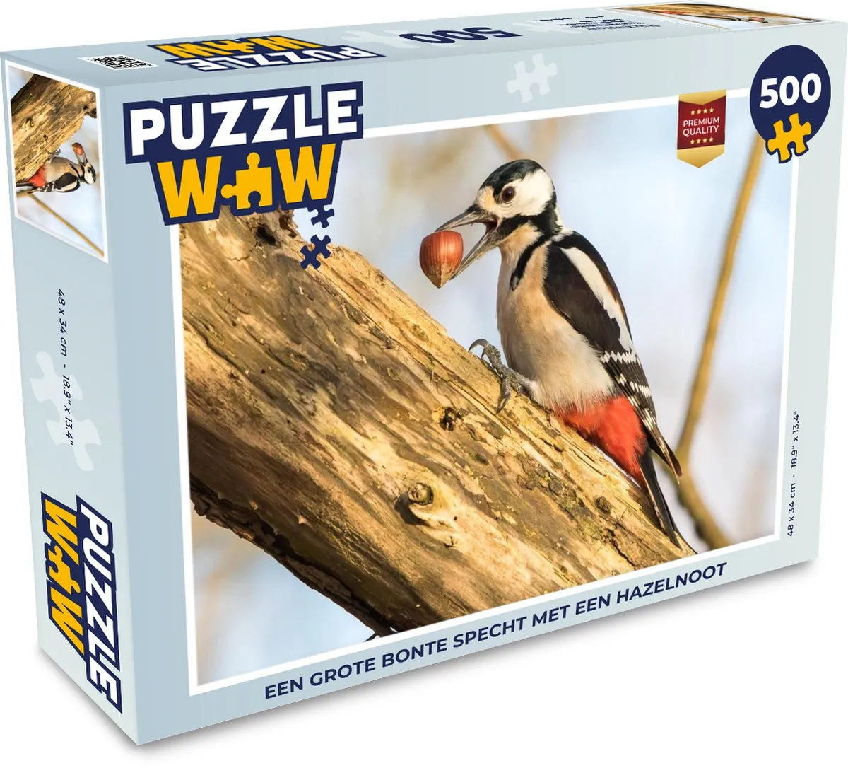PuzzleWow Legpuzzel Een Grote Bonte Specht - 500 Stuks - Multicolor