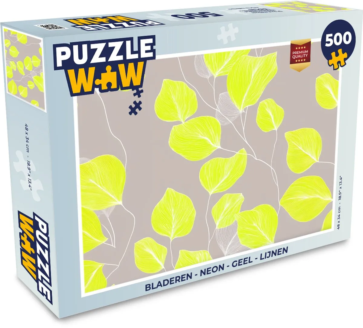 PuzzleWow Neon Bladeren Legpuzzel 500 Stuks - Geel