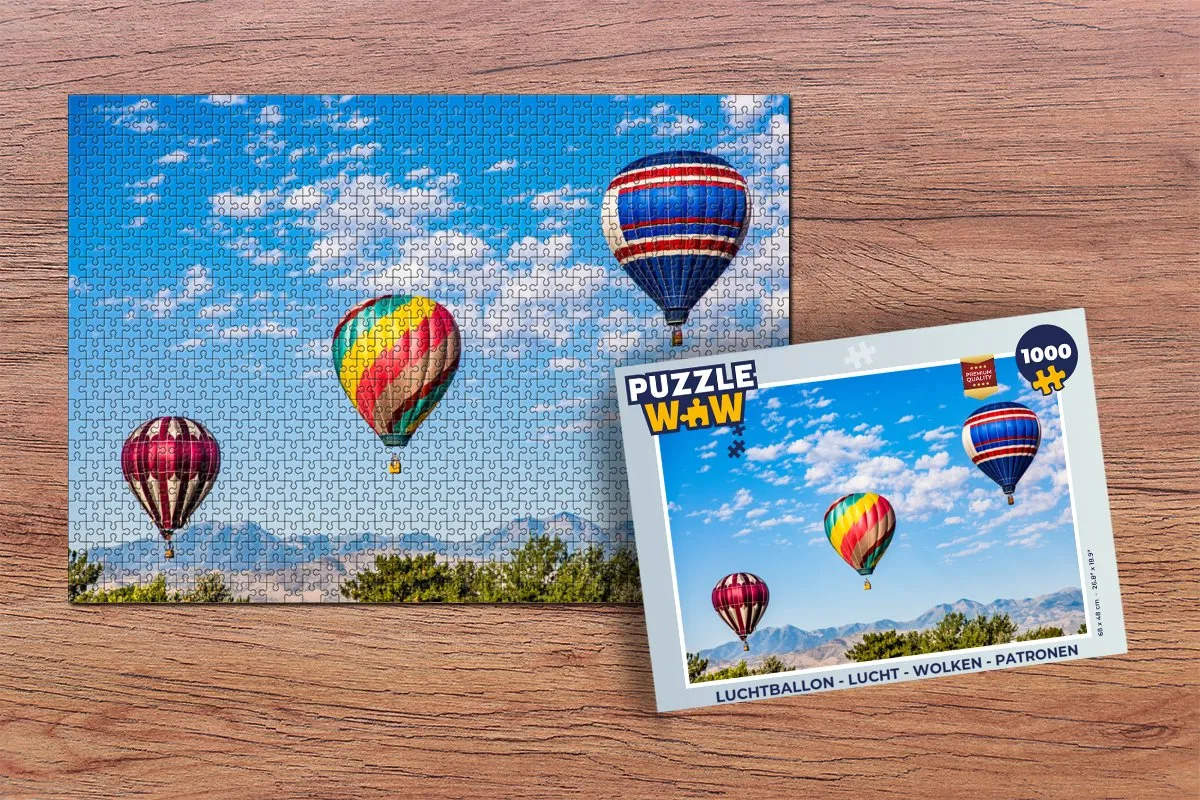 PuzzleWow Luchtballon Wolken Patronen Legpuzzel 1000 Stuks - Multicolor