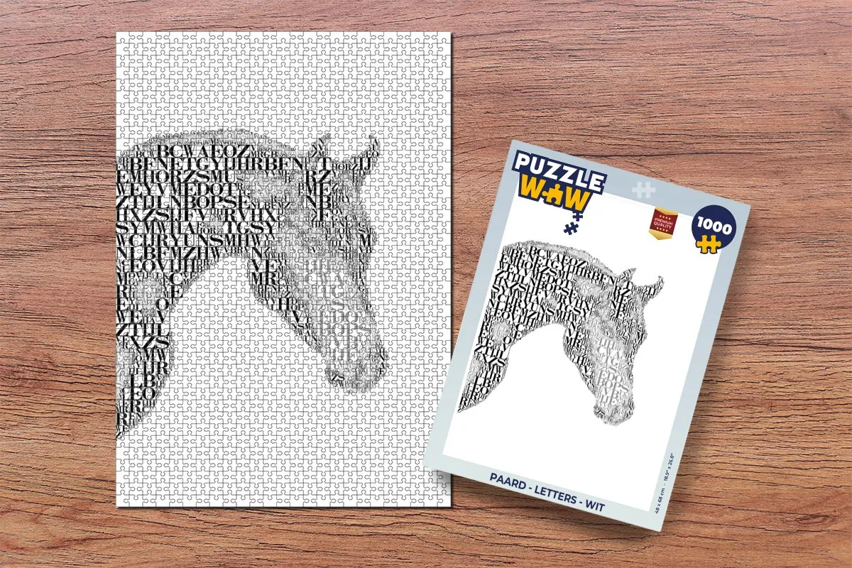PuzzleWow Paard Letters Puzzel 1000 Stuks - Multicolor