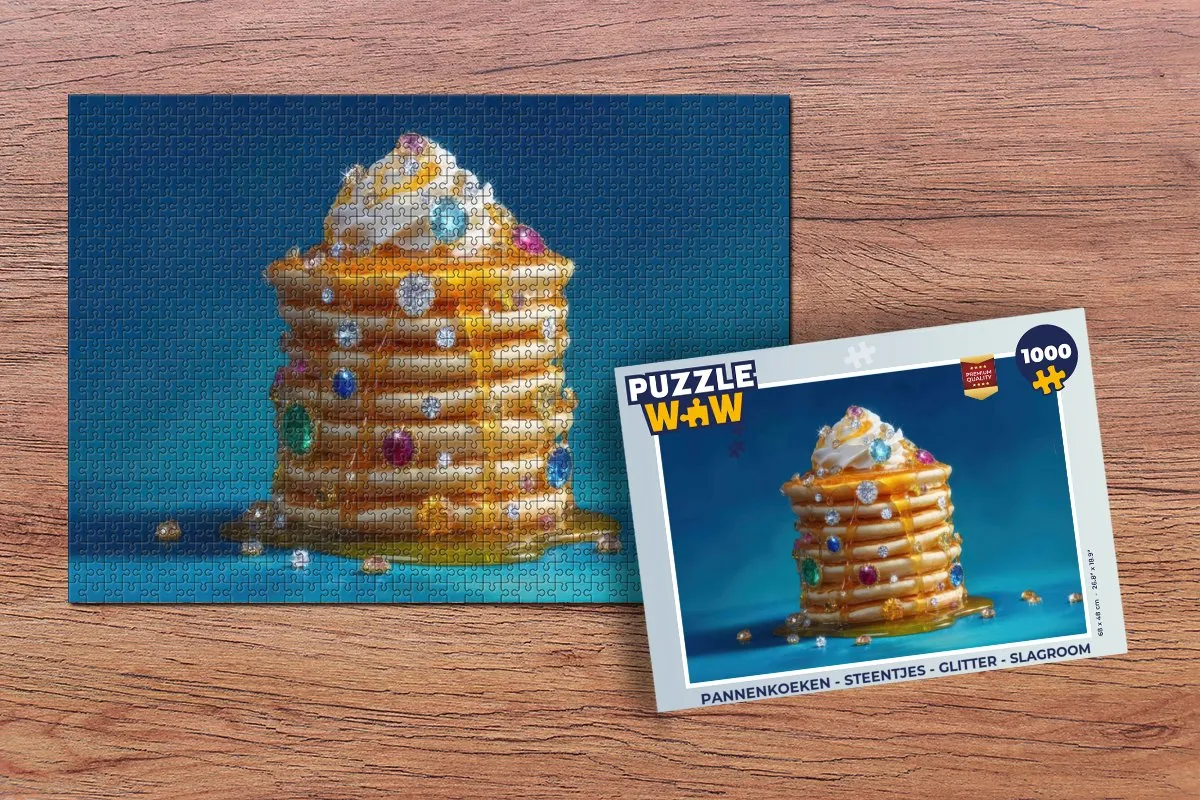 PuzzleWow Pannenkoeken Steentjes Glitter Legpuzzel 1000 Stuks