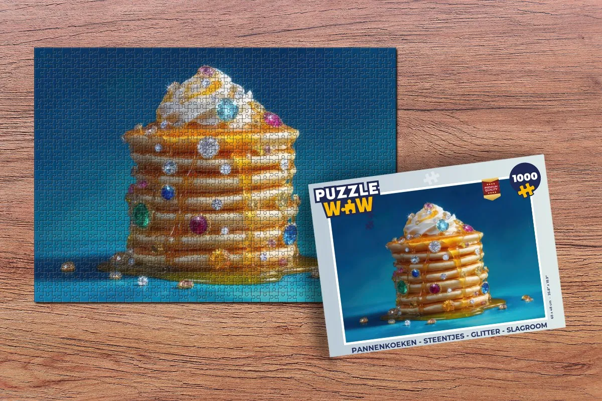 PuzzleWow Pannenkoeken Steentjes Glitter Legpuzzel 1000 Stuks