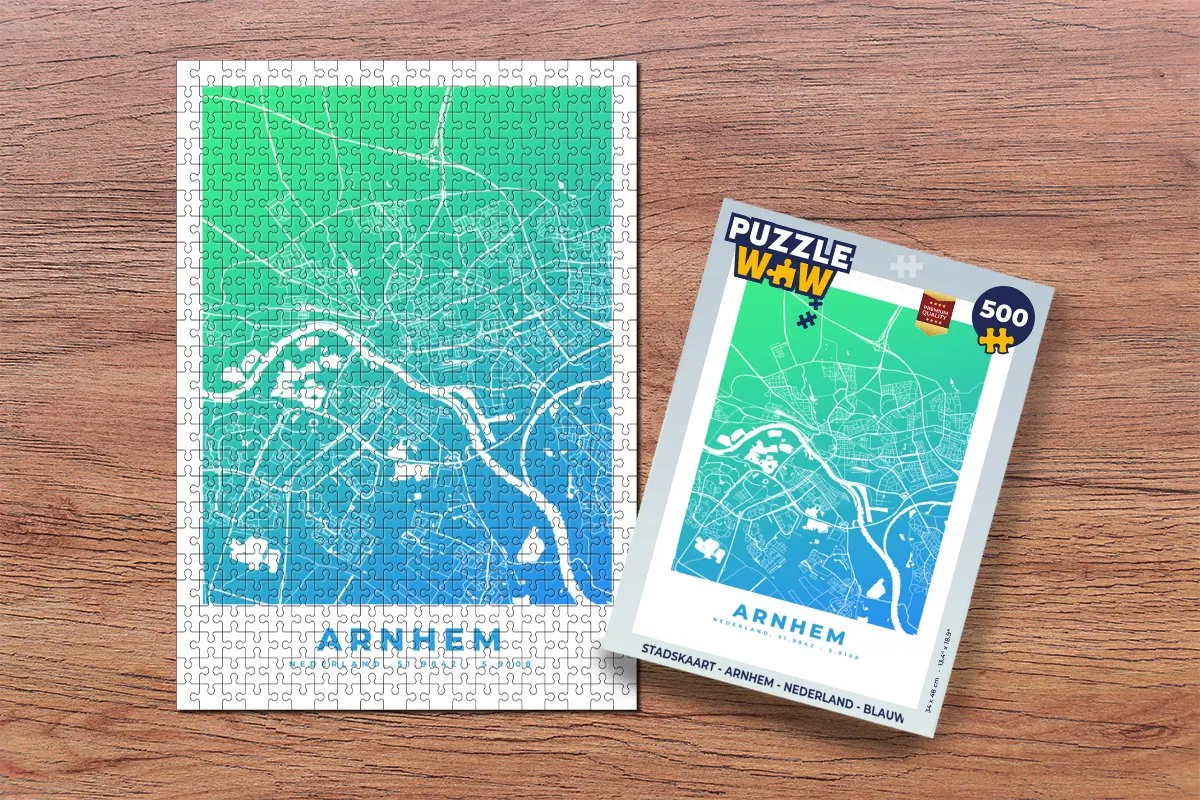 PuzzleWow Stadskaart Arnhem Nederland - 500 Stuks Legpuzzel - Multicolor